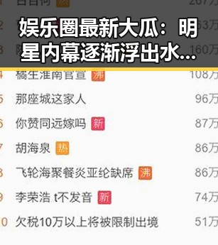 娱乐圈最新大瓜：明星内幕逐渐浮出水面，背后藏着怎样的故事？